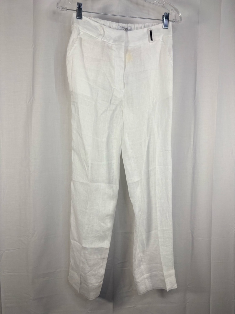 NET TONET Womens White Linen Pants Unlined Size 4 Italian Designer